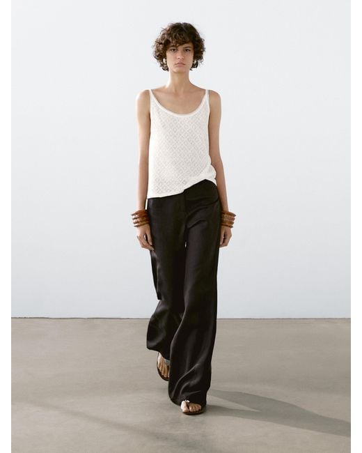 Top Con Spalline Traforato di MASSIMO DUTTI in White