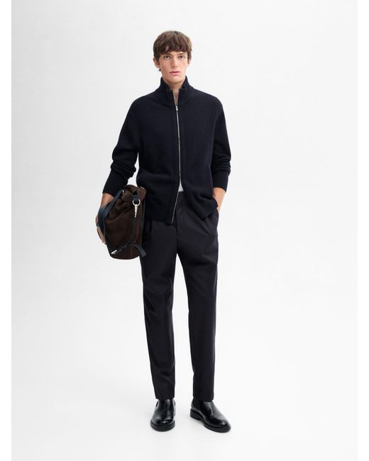 MASSIMO DUTTI Strick-Cardigan Mit Reißverschluss Aus Wollmischgewebe in Blue für Herren