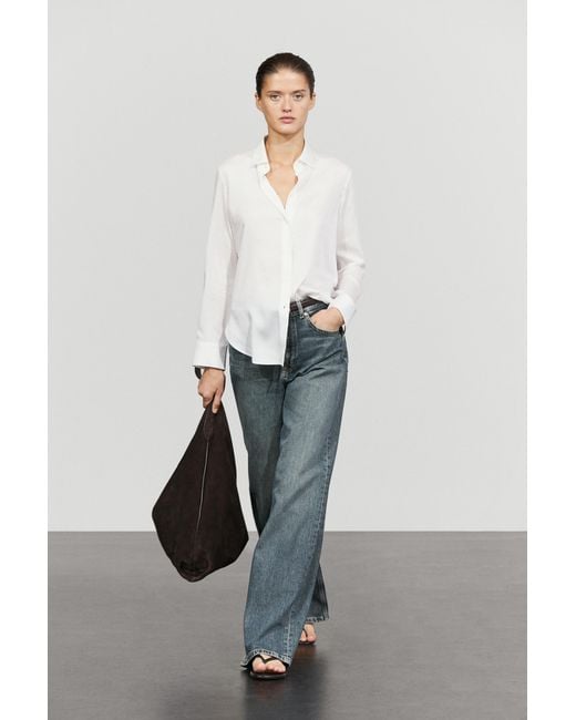 MASSIMO DUTTI White Fluid Lyocell Shirt
