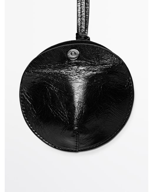 MASSIMO DUTTI Black Foldable Nappa Leather Airpods Case