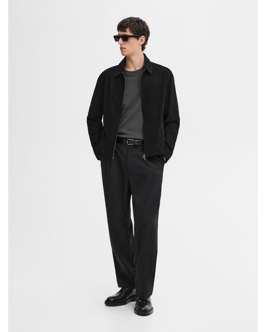 MASSIMO DUTTI Black Suede Leather Jacket for men