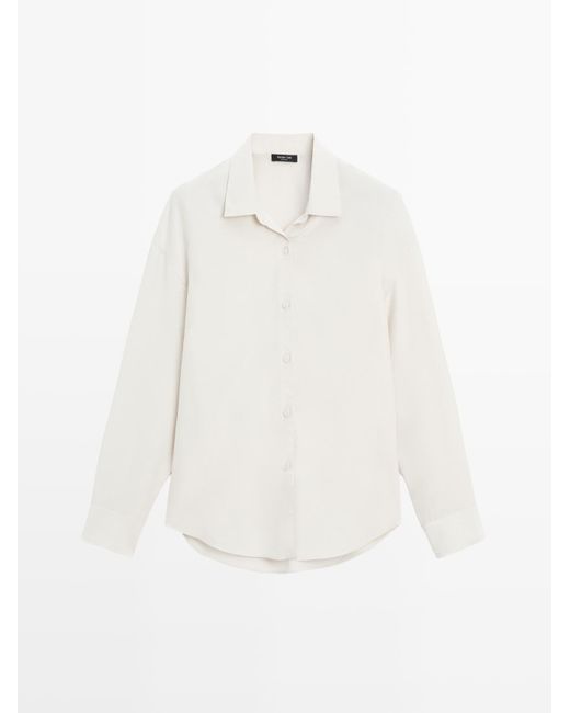MASSIMO DUTTI Soepelvallend Overhemd Van Technische Stof in het White