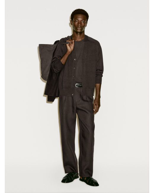 MASSIMO DUTTI Strick-Cardigan Mit Maulbeerseide – Limited Edition in Black für Herren