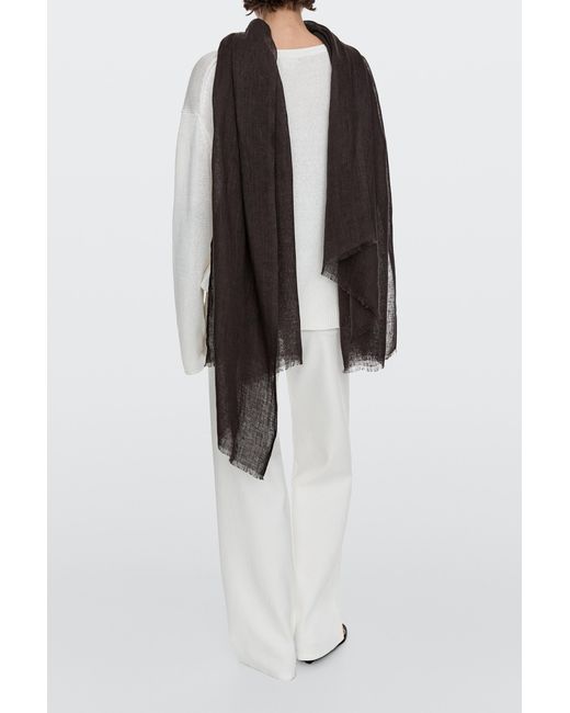 MASSIMO DUTTI Black Solid 100% Linen Scarf