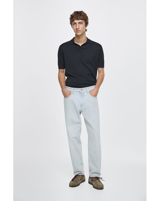 MASSIMO DUTTI Blue Slim Fit Cropped Jeans for men