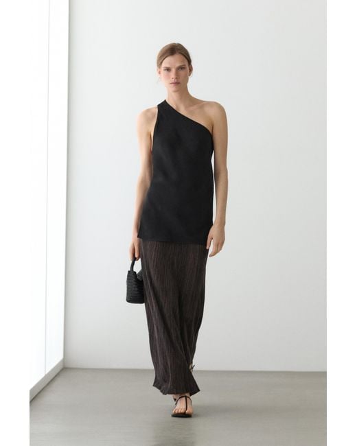 MASSIMO DUTTI Multicolor Pleated Midi Skirt With Striped Detail