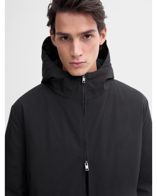 MASSIMO DUTTI Black Long Lightweight Quilted Down Parka for men