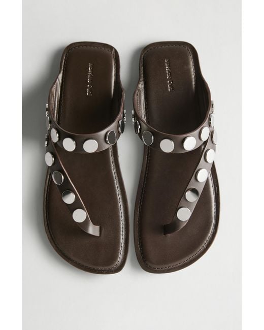 MASSIMO DUTTI Black Leather Sandals With Studs