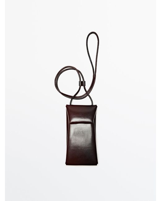 MASSIMO DUTTI Nappa Leather Mobile Phone Carrier In White Lyst