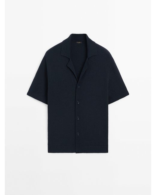 MASSIMO DUTTI Blue Short Sleeve Knit Cardigan for men