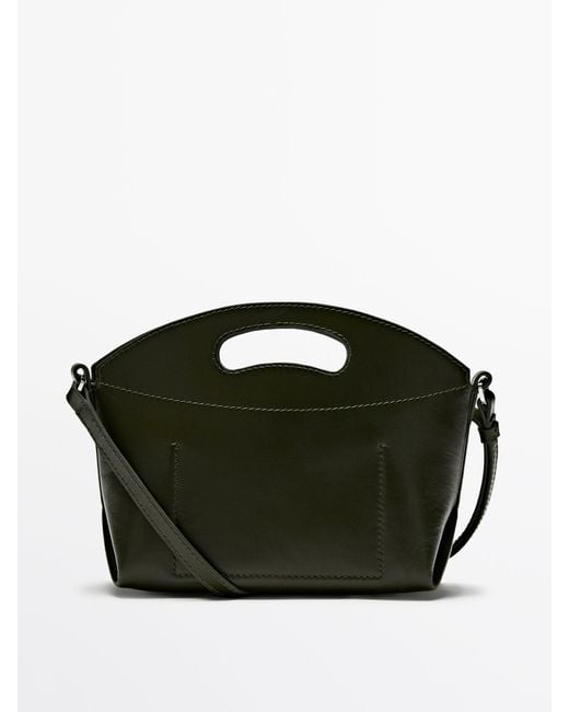 MASSIMO DUTTI Black Nappa Leather Mini Crossbody Bag