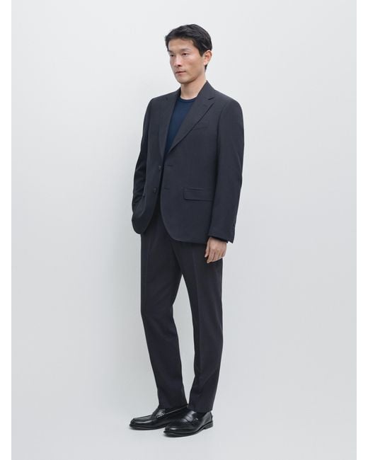 MASSIMO DUTTI Blue Cool Wool Blend Suit Pants for men