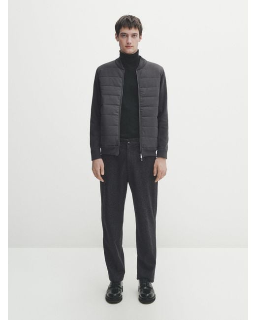 MASSIMO DUTTI Multicolor Knit Cardigan With Contrast Quilted Fabric for men