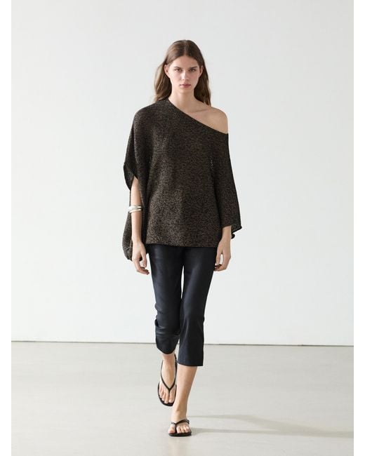 MASSIMO DUTTI White Flowing Asymmetric Cotton Blend Cape