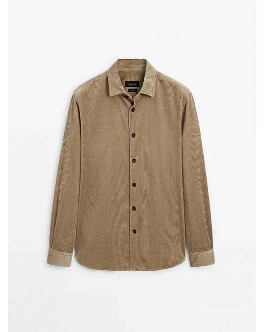 MASSIMO DUTTI Natural 100% Cotton Corduroy Overshirt for men