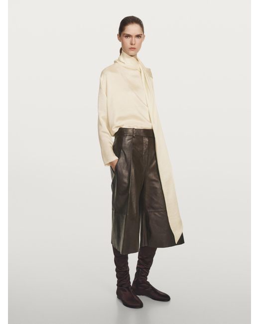 MASSIMO DUTTI White Flowing Blouse With Scarf