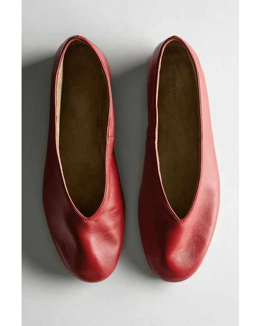 MASSIMO DUTTI Red Soft Leather Ballerinas