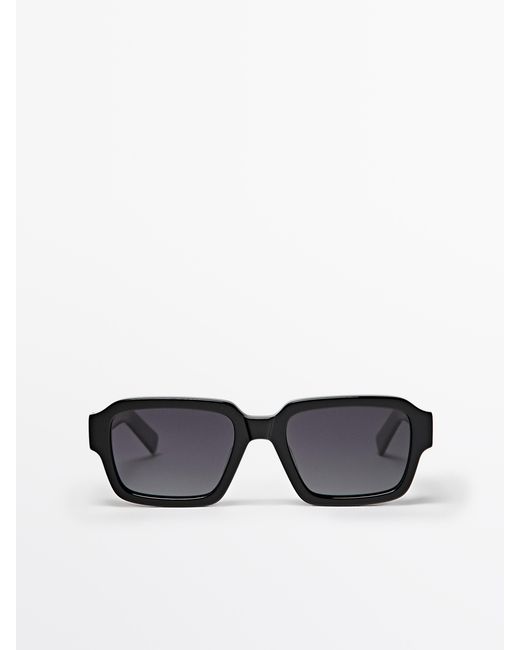 MASSIMO DUTTI Black Rectangular Sunglasses for men