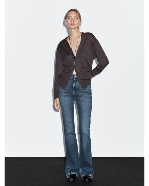 MASSIMO DUTTI High Waist Bell Bottom Skinny Jeans in White Lyst UK