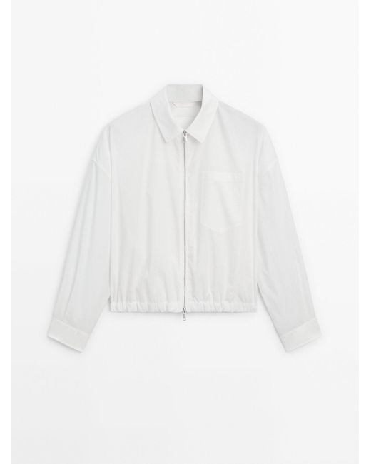 MASSIMO DUTTI White Paper Touch Jacket With Pocket