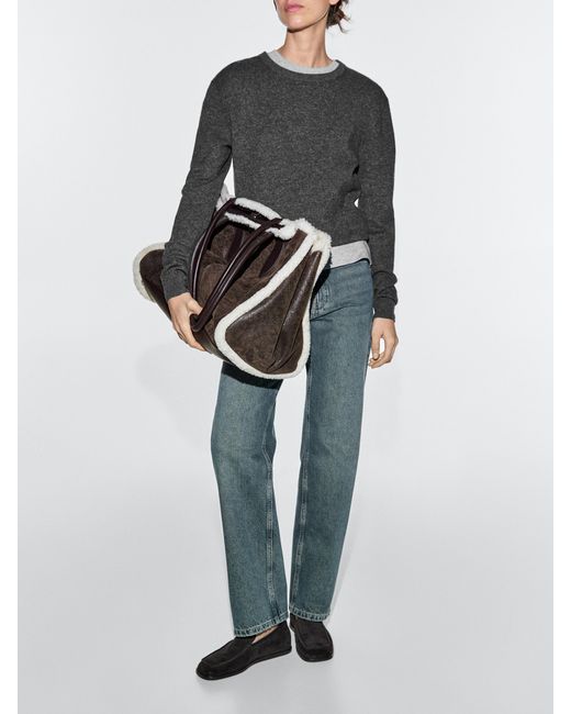MASSIMO DUTTI Brown Double-Faced Md Icon Bag