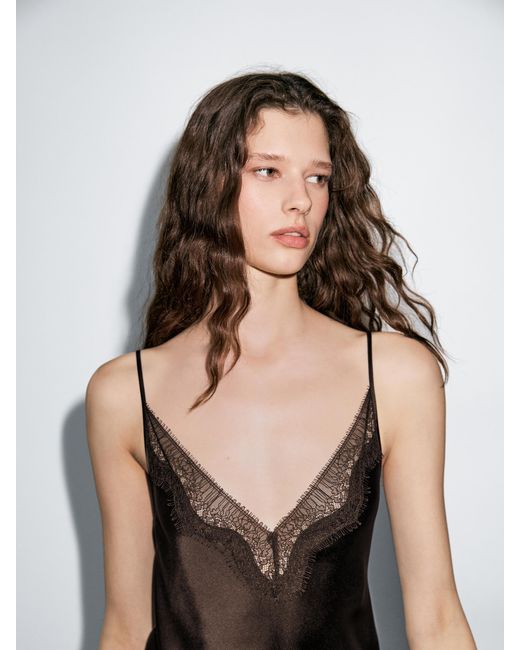 MASSIMO DUTTI Black Long Slip Dress
