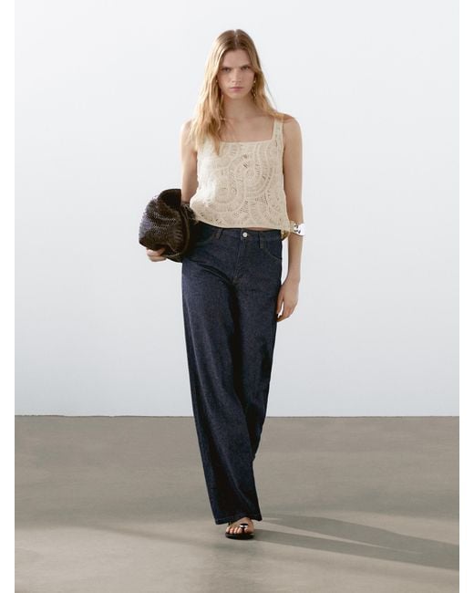 MASSIMO DUTTI Multicolor Crochet Knit Top