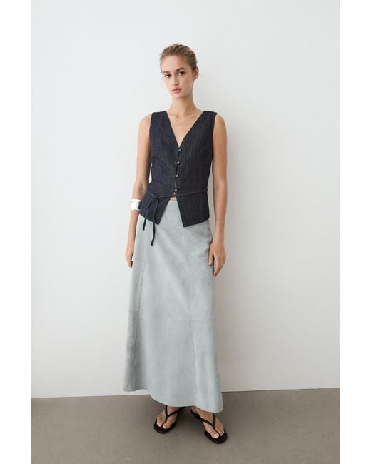 MASSIMO DUTTI White Denim Vest Total Look