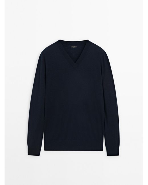 MASSIMO DUTTI Trui Van Wol En Kasjmier Met V Hals in het Blauw voor heren Lyst NL