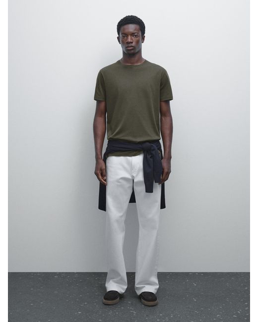 T-Shirt 100 Coton Mercerisé MASSIMO DUTTI pour homme en coloris Gray