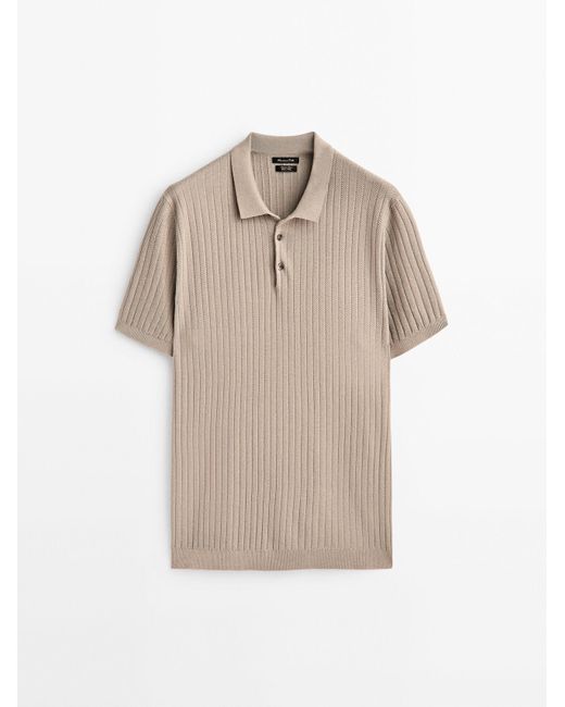 MASSIMO DUTTI Herringbone Knit Short Sleeve Polo Sweater for Men Lyst