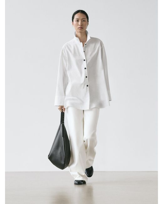 MASSIMO DUTTI White Shirt With Bow Detail