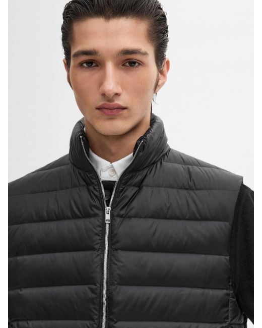 MASSIMO DUTTI Black Foldable Lightweight Down Puffer Gilet for men