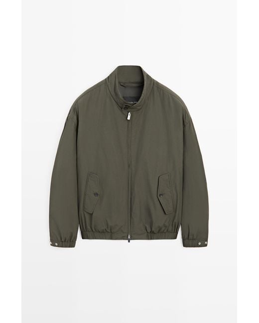 MASSIMO DUTTI Green Technical Bomber Jacket for men