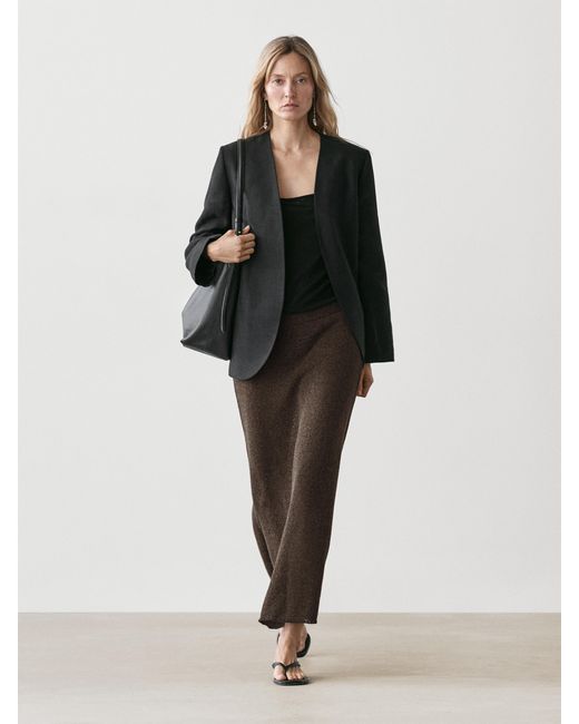MASSIMO DUTTI Multicolor Long Cotton Blend Knit Skirt