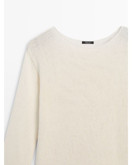 MASSIMO DUTTI Natural Cotton Blend Cutwork Knit Sweater