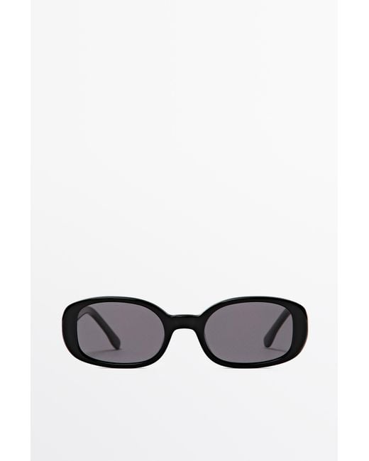 MASSIMO DUTTI Black 90S-Style Rounded Sunglasses