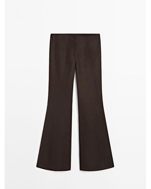 MASSIMO DUTTI Flared Broek Met Naden in het Brown