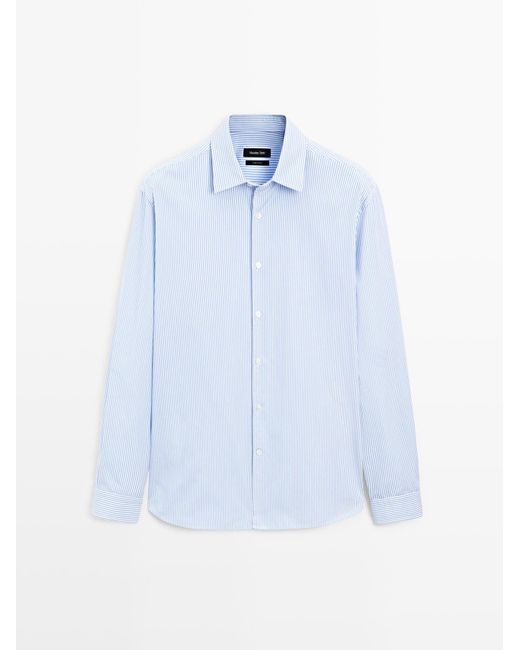 MASSIMO DUTTI Regular Fit 100% Katoenen Overhemd in het Blue voor heren