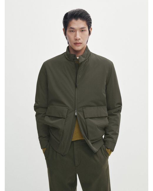 MASSIMO DUTTI Green Bi-Stretch Jacket With Pockets for men