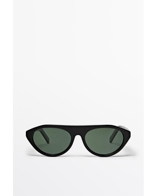 MASSIMO DUTTI Green Oval Sunglasses