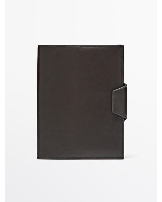 MASSIMO DUTTI Black Nappa Leather Notebook Case