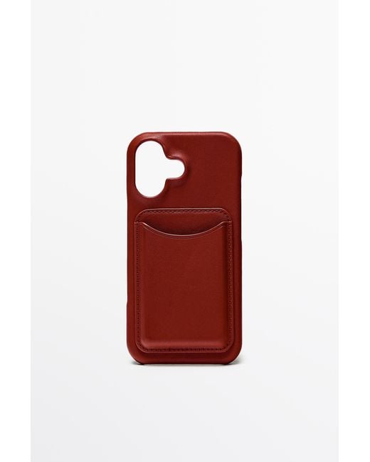 MASSIMO DUTTI Red Nappa Leather Iphone 17 Case
