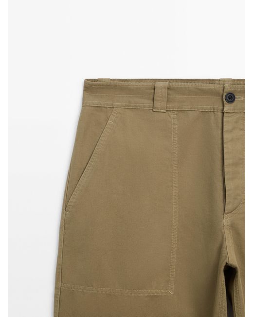 MASSIMO DUTTI Natural Relaxed Fit Trousers With Cotton And Linen for men