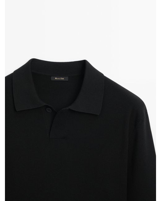 MASSIMO DUTTI Polo Collar Milano Knit Sweater in Black for Men Lyst