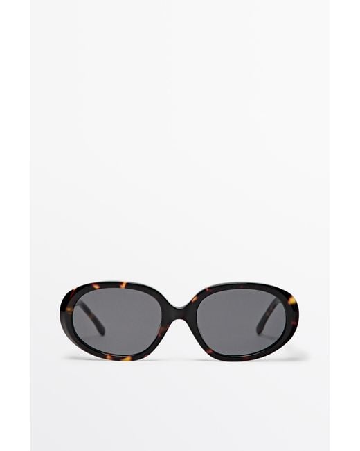 MASSIMO DUTTI Black Oval Tortoiseshell-Effect Sunglasses