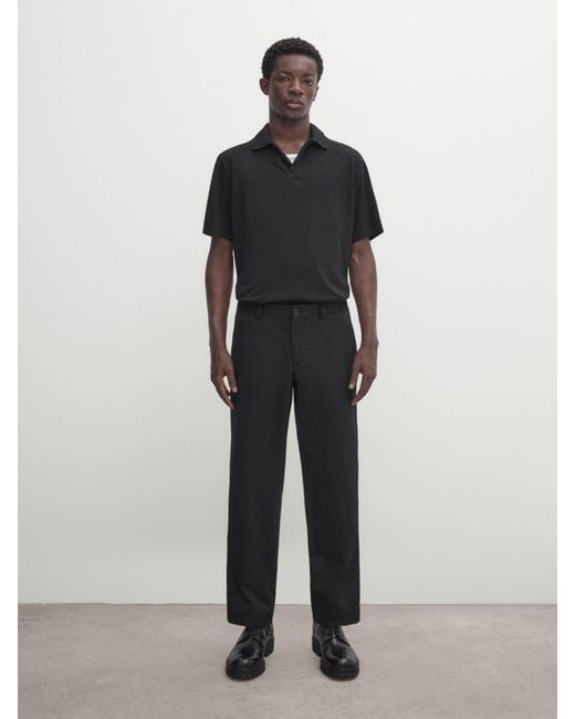 Polo Manga Corta Confort MASSIMO DUTTI de hombre de color Negro Lyst