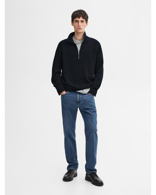 Pull En Maille À Col Polo Et Fermeture Éclair MASSIMO DUTTI pour homme en coloris Blue