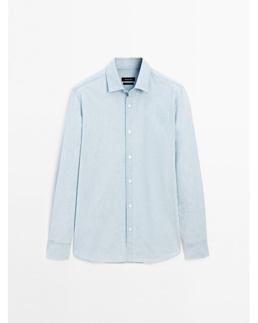 MASSIMO DUTTI Denim Overhemd Slim Fit in het Blue voor heren