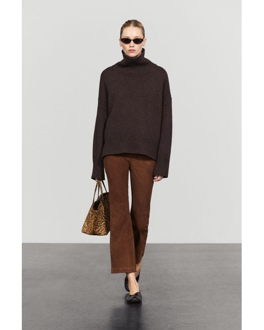 MASSIMO DUTTI Brown 100% Wool Oversize Knit Sweater